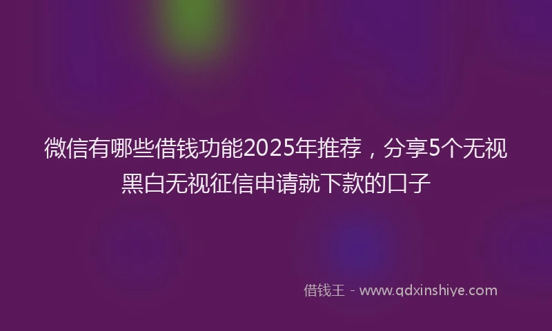 微信有哪些借钱功能2025年推荐，分享5个无视黑白无视征信申请就下款的口子