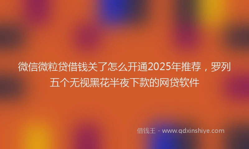 微信微粒贷借钱关了怎么开通2025年推荐，罗列五个无视黑花半夜下款的网贷软件