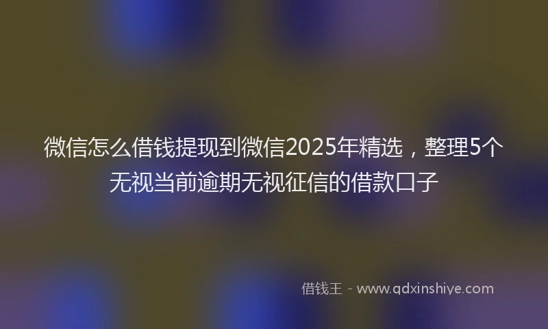 微信怎么借钱提现到微信2025年精选，整理5个无视当前逾期无视征信的借款口子