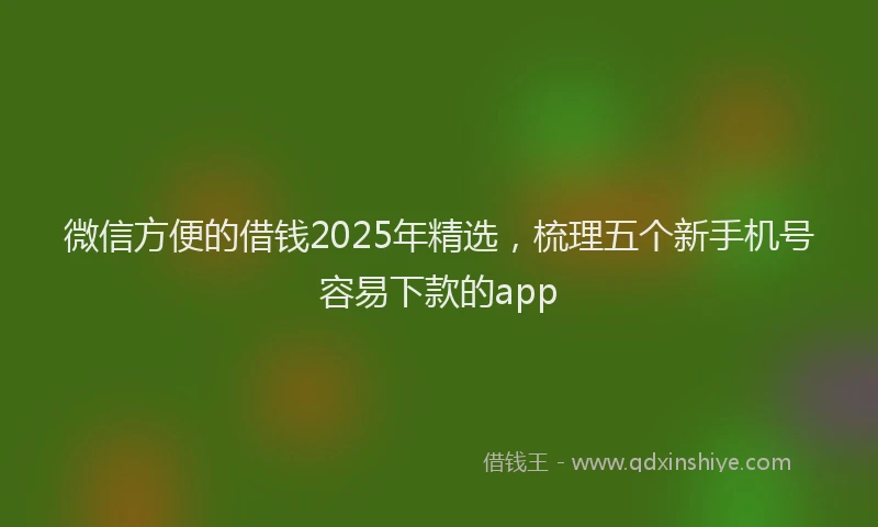微信方便的借钱2025年精选，梳理五个新手机号容易下款的app