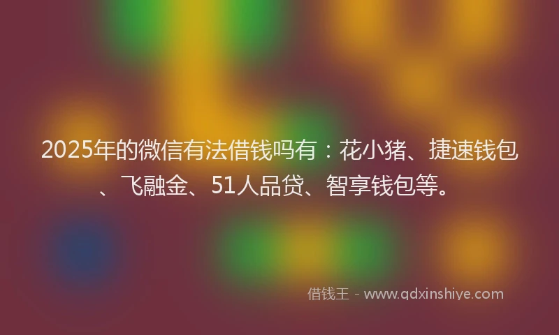 2025年的微信有法借钱吗有：花小猪、捷速钱包、飞融金、51人品贷、智享钱包等。