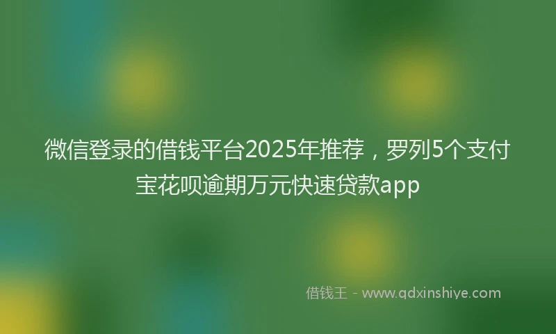 微信登录的借钱平台2025年推荐，罗列5个支付宝花呗逾期万元快速贷款app