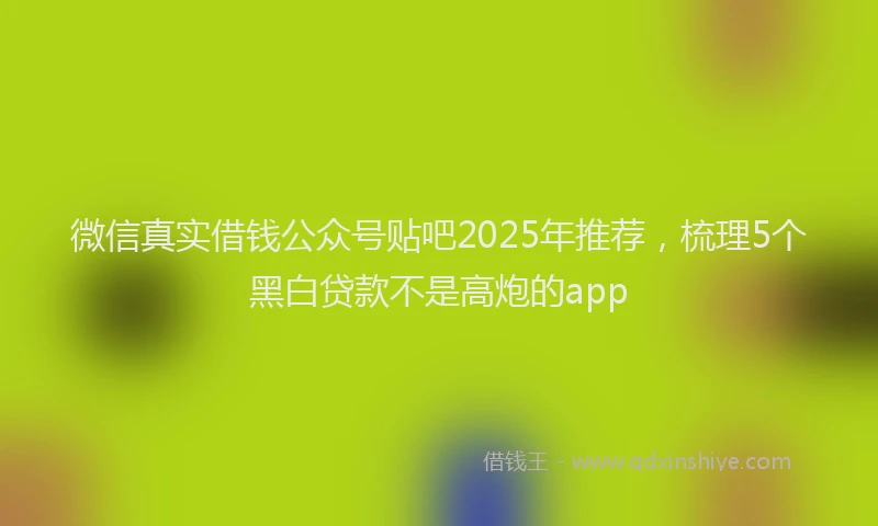 微信真实借钱公众号贴吧2025年推荐，梳理5个黑白贷款不是高炮的app