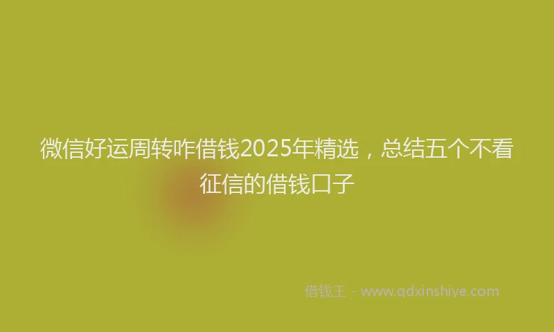 微信好运周转咋借钱2025年精选，总结五个不看征信的借钱口子