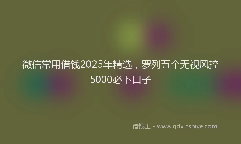 微信常用借钱2025年精选，罗列五个无视风控5000必下口子