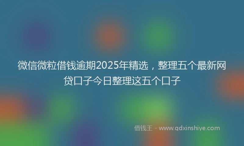 微信微粒借钱逾期2025年精选，整理五个最新网贷口子今日整理这五个口子