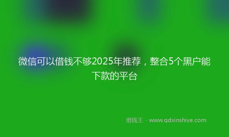 微信可以借钱不够2025年推荐，整合5个黑户能下款的平台