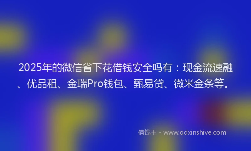 2025年的微信省下花借钱安全吗有：现金流速融、优品租、金瑞Pro钱包、甄易贷、微米金条等。