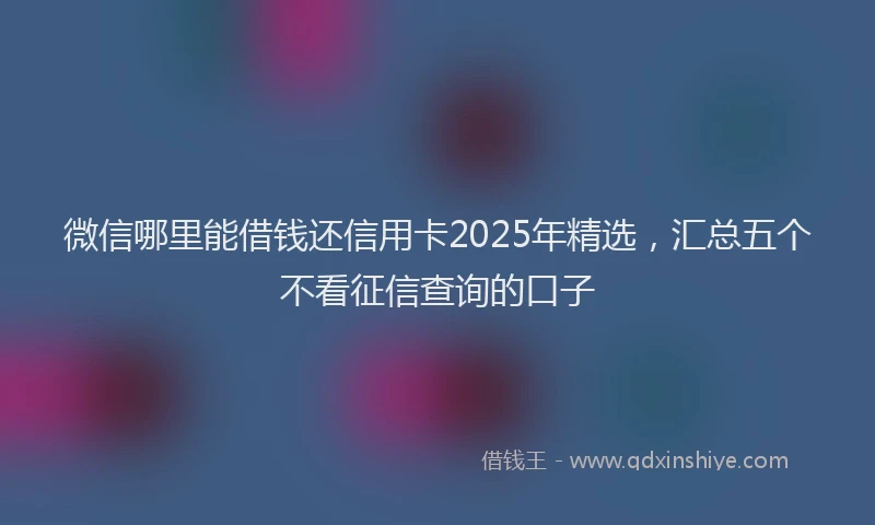 微信哪里能借钱还信用卡2025年精选，汇总五个不看征信查询的口子