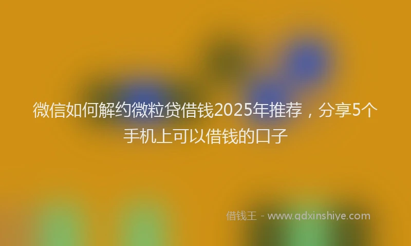微信如何解约微粒贷借钱2025年推荐，分享5个手机上可以借钱的口子