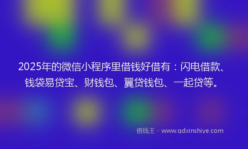 2025年的微信小程序里借钱好借有：闪电借款、钱袋易贷宝、财钱包、翼贷钱包、一起贷等。