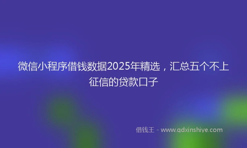 微信小程序借钱数据2025年精选，汇总五个不上征信的贷款口子