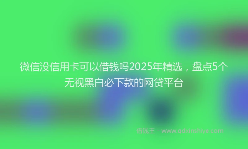 微信没信用卡可以借钱吗2025年精选，盘点5个无视黑白必下款的网贷平台