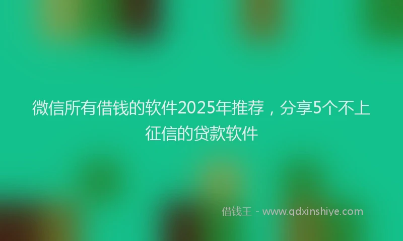 微信所有借钱的软件2025年推荐，分享5个不上征信的贷款软件
