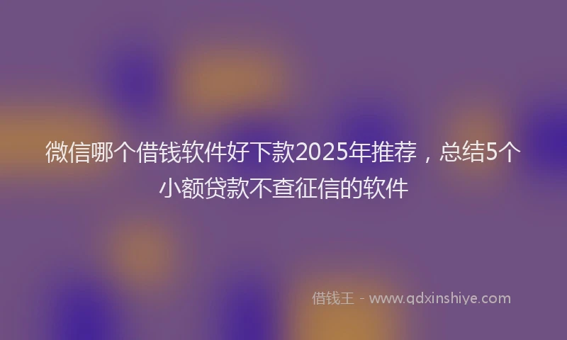 微信哪个借钱软件好下款2025年推荐，总结5个小额贷款不查征信的软件