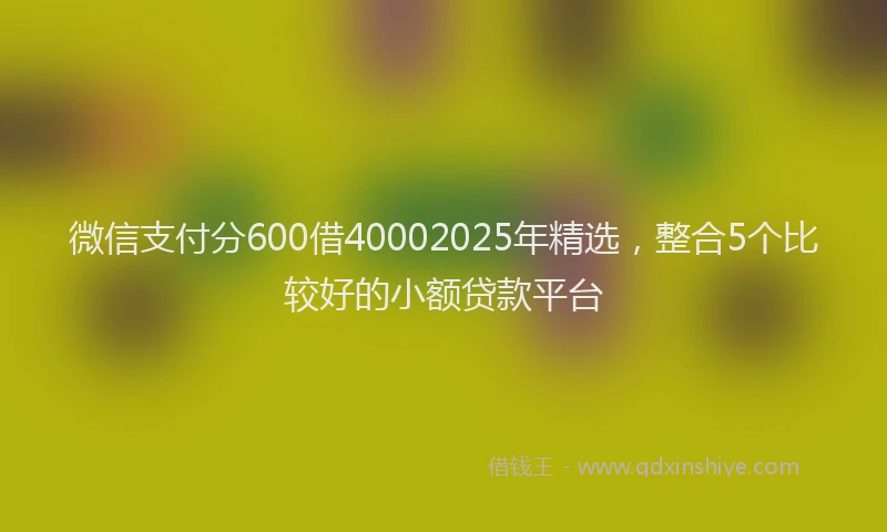 微信支付分600借40002025年精选，整合5个比较好的小额贷款平台