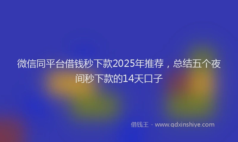 微信同平台借钱秒下款2025年推荐，总结五个夜间秒下款的14天口子