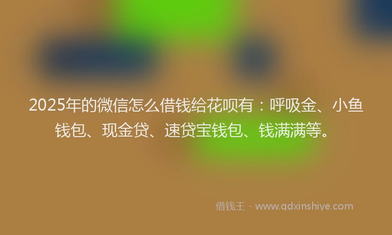 2025年的微信怎么借钱给花呗有：呼吸金、小鱼钱包、现金贷、速贷宝钱包、钱满满等。