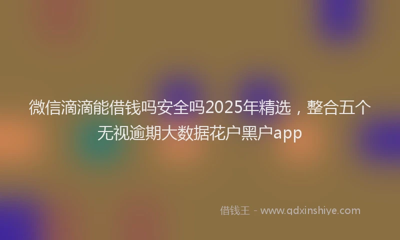 微信滴滴能借钱吗安全吗2025年精选，整合五个无视逾期大数据花户黑户app