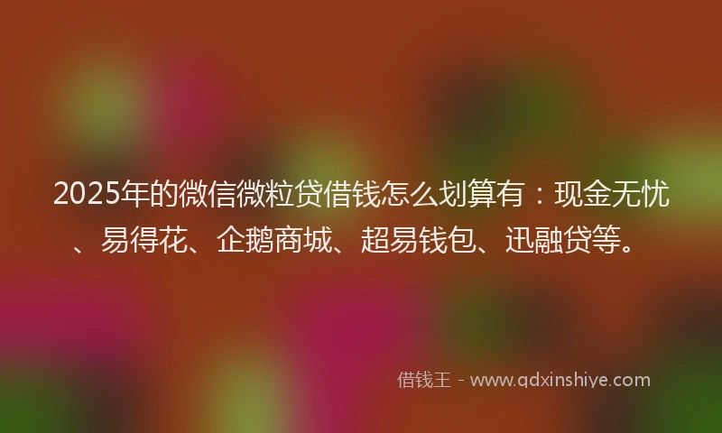 2025年的微信微粒贷借钱怎么划算有：现金无忧、易得花、企鹅商城、超易钱包、迅融贷等。