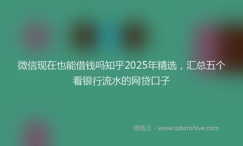 微信现在也能借钱吗知乎2025年精选，汇总五个看银行流水的网贷口子