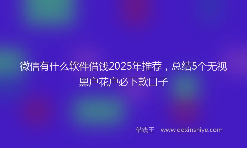 微信有什么软件借钱2025年推荐，总结5个无视黑户花户必下款口子