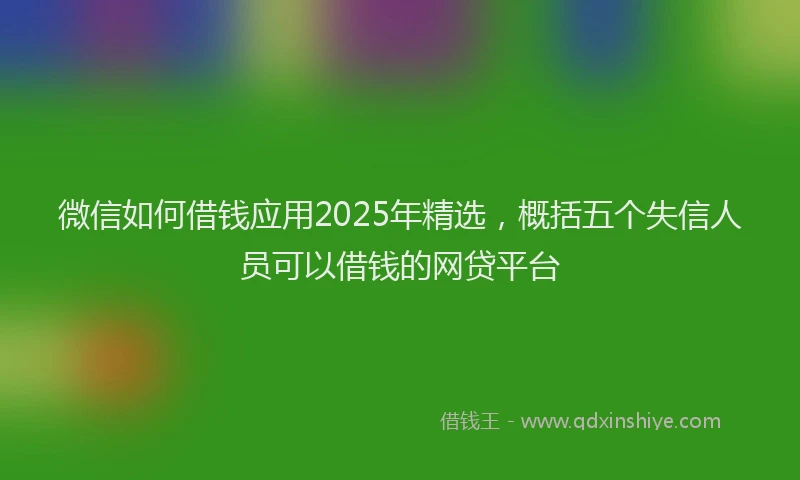 微信如何借钱应用2025年精选，概括五个失信人员可以借钱的网贷平台