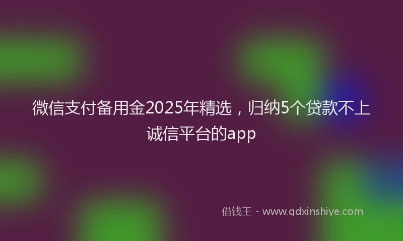 微信支付备用金2025年精选，归纳5个贷款不上诚信平台的app