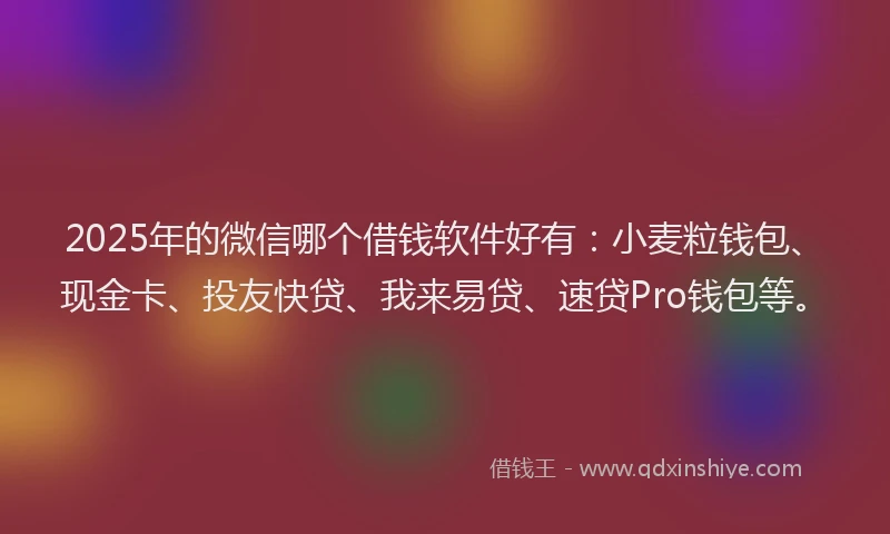 2025年的微信哪个借钱软件好有：小麦粒钱包、现金卡、投友快贷、我来易贷、速贷Pro钱包等。