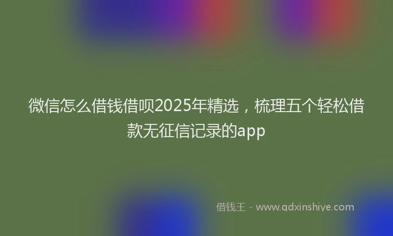微信怎么借钱借呗2025年精选，梳理五个轻松借款无征信记录的app