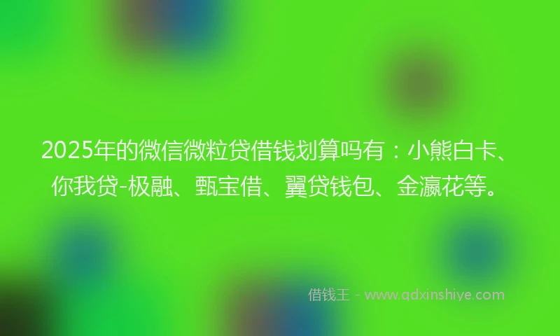 2025年的微信微粒贷借钱划算吗有：小熊白卡、你我贷-极融、甄宝借、翼贷钱包、金瀛花等。