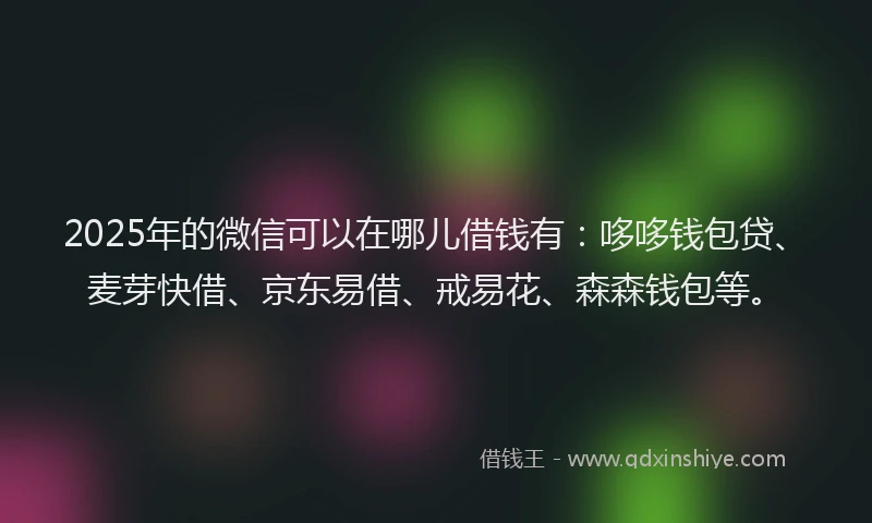 2025年的微信可以在哪儿借钱有：哆哆钱包贷、麦芽快借、京东易借、戒易花、森森钱包等。
