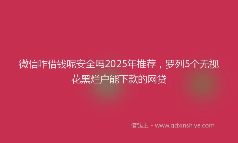 微信咋借钱呢安全吗2025年推荐，罗列5个无视花黑烂户能下款的网贷