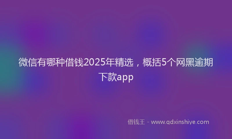微信有哪种借钱2025年精选，概括5个网黑逾期下款app