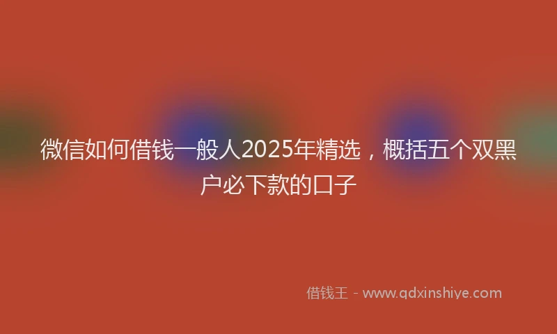 微信如何借钱一般人2025年精选，概括五个双黑户必下款的口子
