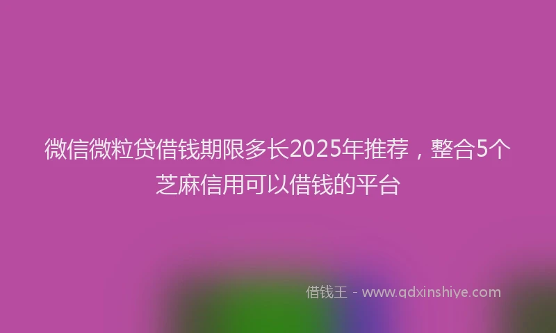 微信微粒贷借钱期限多长2025年推荐，整合5个芝麻信用可以借钱的平台