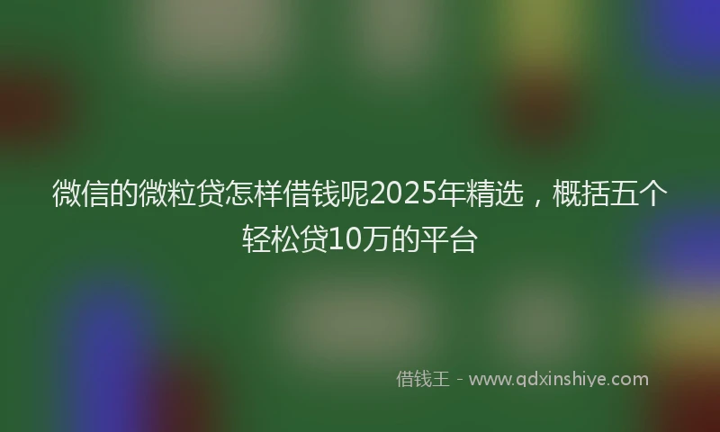 微信的微粒贷怎样借钱呢2025年精选，概括五个轻松贷10万的平台