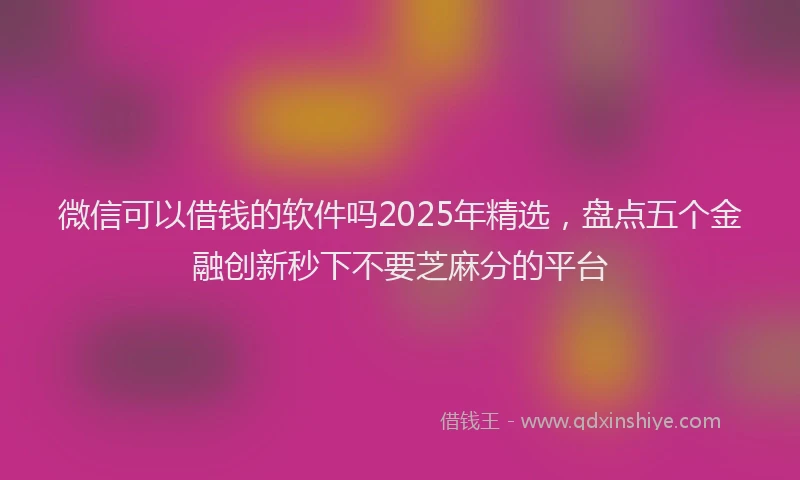 微信可以借钱的软件吗2025年精选，盘点五个金融创新秒下不要芝麻分的平台