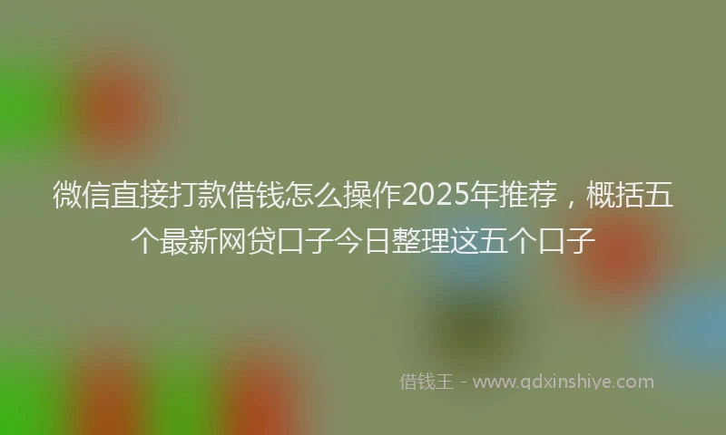 微信直接打款借钱怎么操作2025年推荐，概括五个最新网贷口子今日整理这五个口子