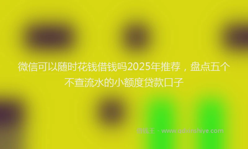 微信可以随时花钱借钱吗2025年推荐，盘点五个不查流水的小额度贷款口子