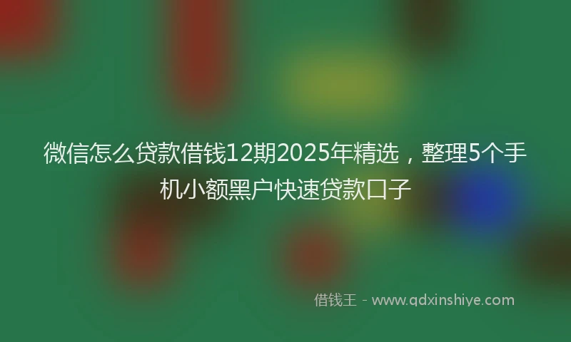 微信怎么贷款借钱12期2025年精选，整理5个手机小额黑户快速贷款口子