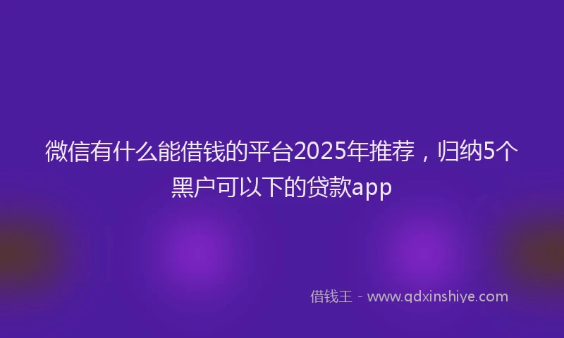 微信有什么能借钱的平台2025年推荐，归纳5个黑户可以下的贷款app