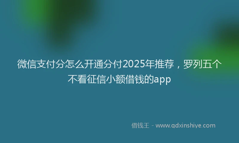 微信支付分怎么开通分付2025年推荐，罗列五个不看征信小额借钱的app
