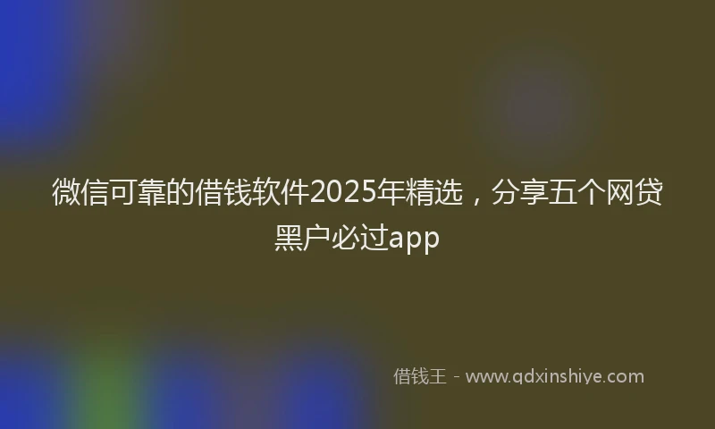 微信可靠的借钱软件2025年精选，分享五个网贷黑户必过app