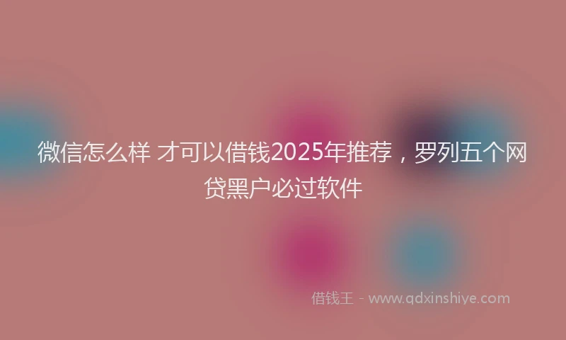 微信怎么样 才可以借钱2025年推荐，罗列五个网贷黑户必过软件
