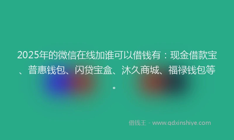 2025年的微信在线加谁可以借钱有：现金借款宝、普惠钱包、闪贷宝盒、沐久商城、福禄钱包等。