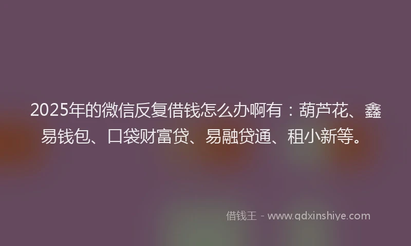 2025年的微信反复借钱怎么办啊有：葫芦花、鑫易钱包、口袋财富贷、易融贷通、租小新等。
