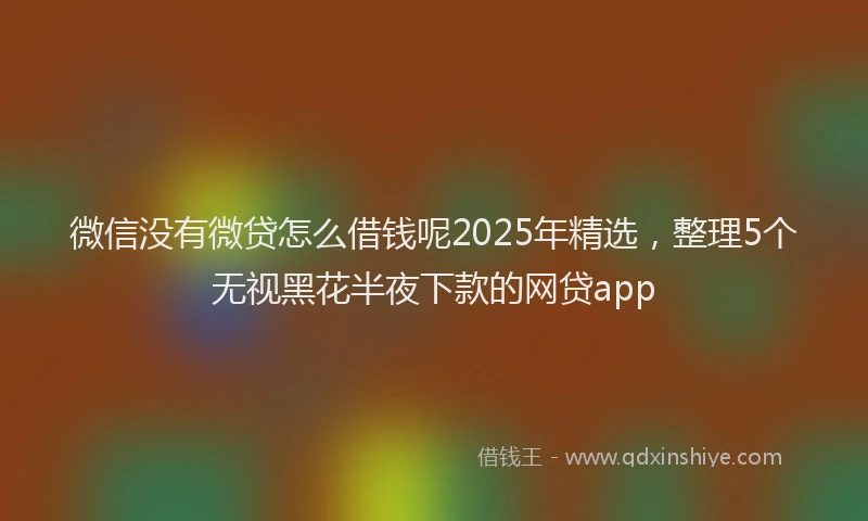 微信没有微贷怎么借钱呢2025年精选，整理5个无视黑花半夜下款的网贷app