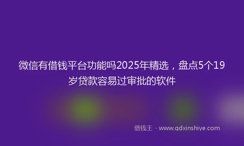 微信有借钱平台功能吗2025年精选，盘点5个19岁贷款容易过审批的软件
