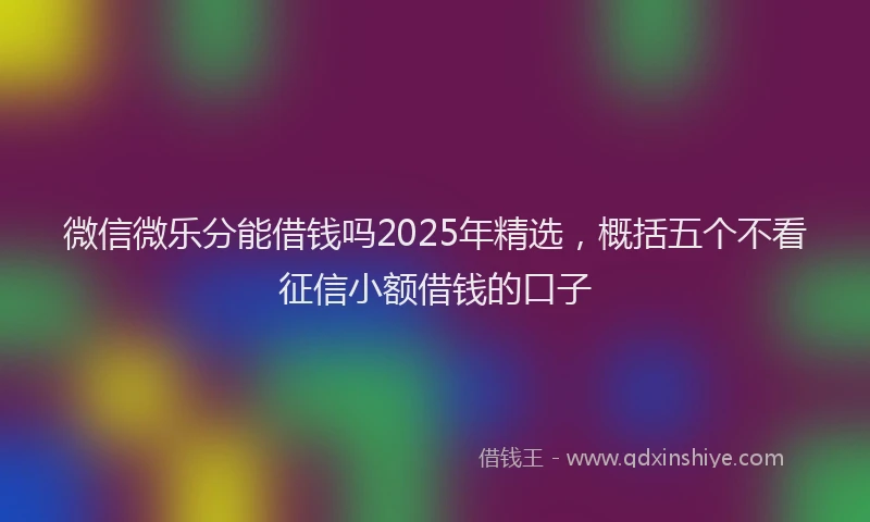 微信微乐分能借钱吗2025年精选，概括五个不看征信小额借钱的口子